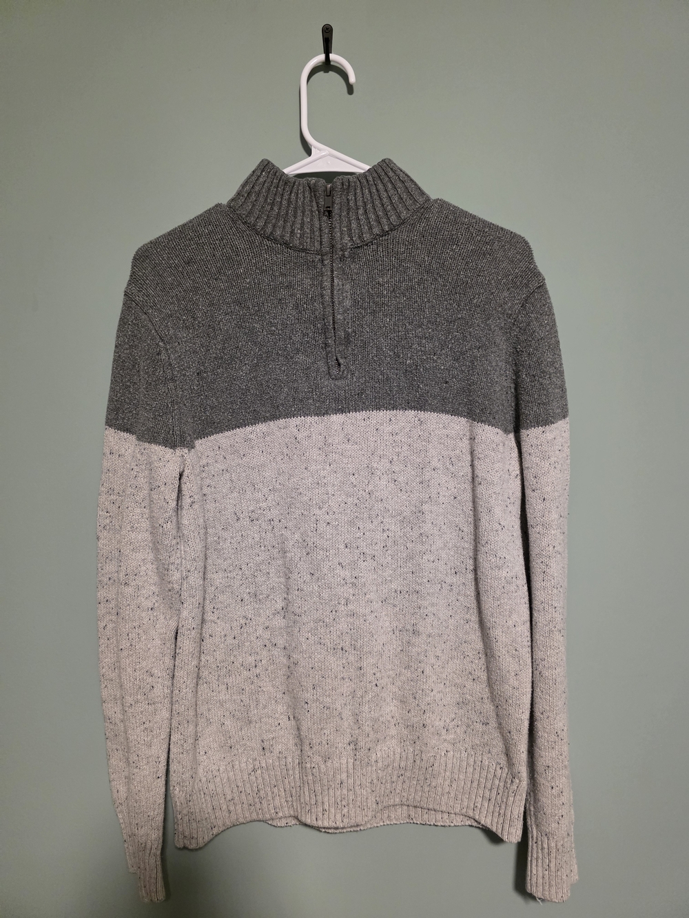 Sonoma Two-Tone Zip Mock Neck Sweater - Dark Gray & Light Gray
